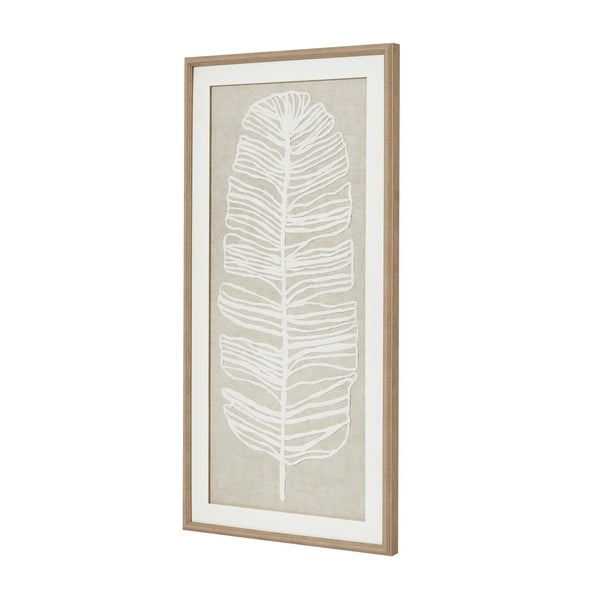 Large Plume White Feather Art in Beaded Frame | Elegant Wall Art 40×80cm