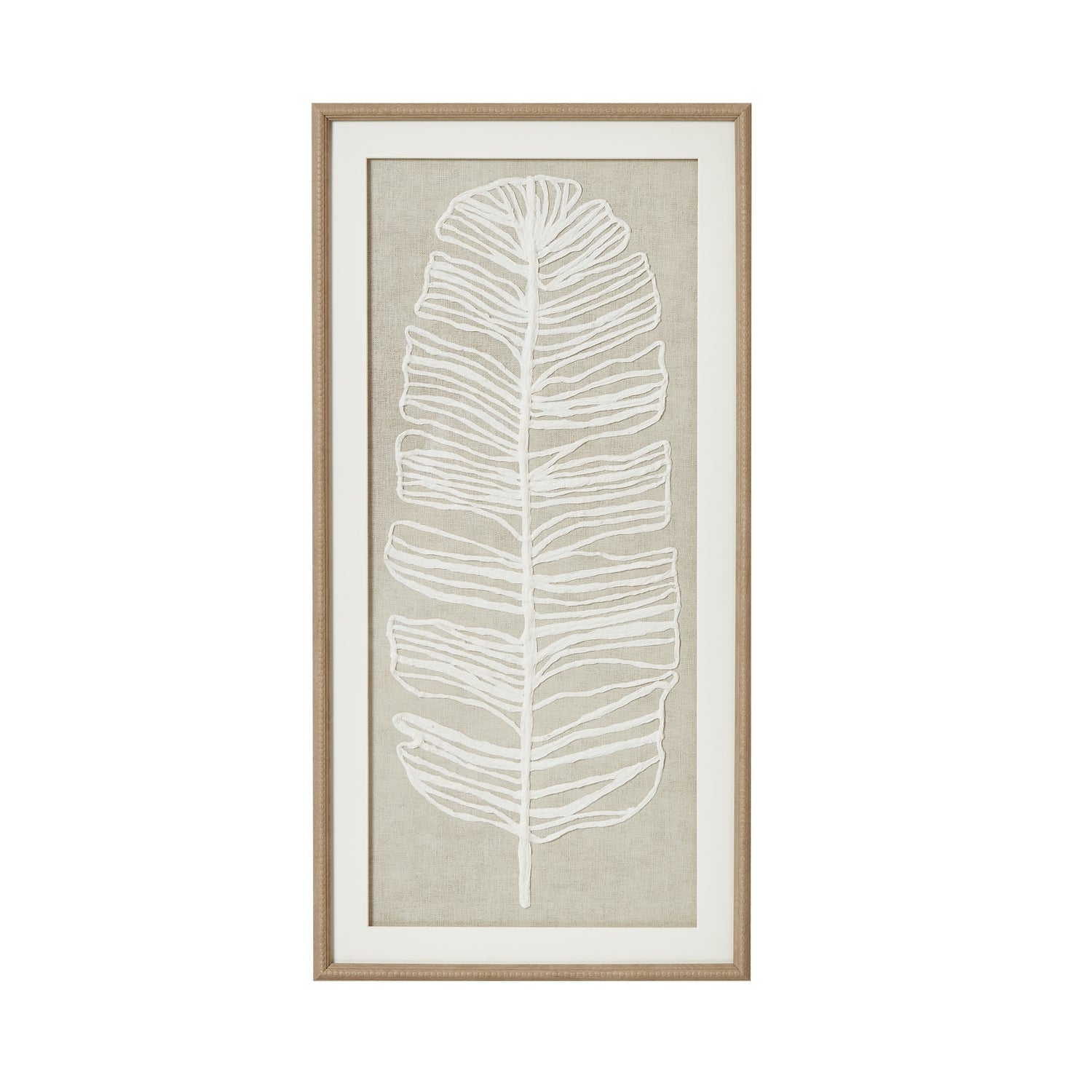 Large Plume White Feather Art in Beaded Frame | Elegant Wall Art 40×80cm