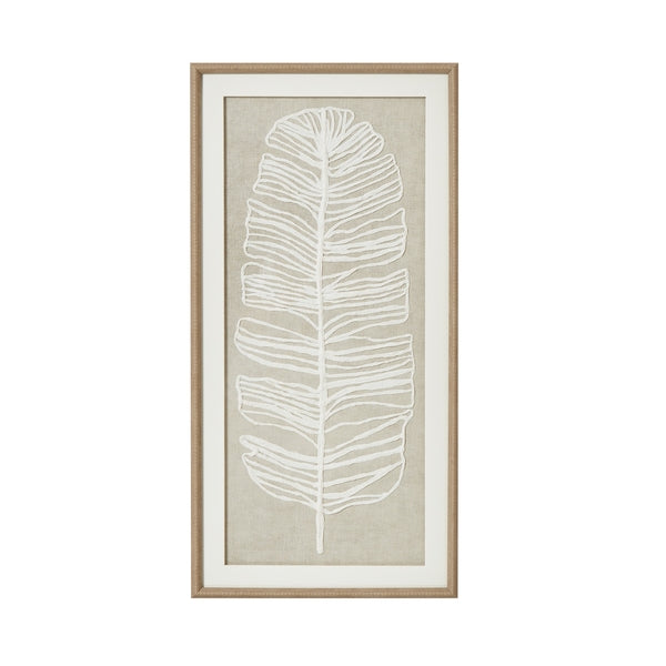 Large Plume White Feather Art in Beaded Frame | Elegant Wall Art 40×80cm