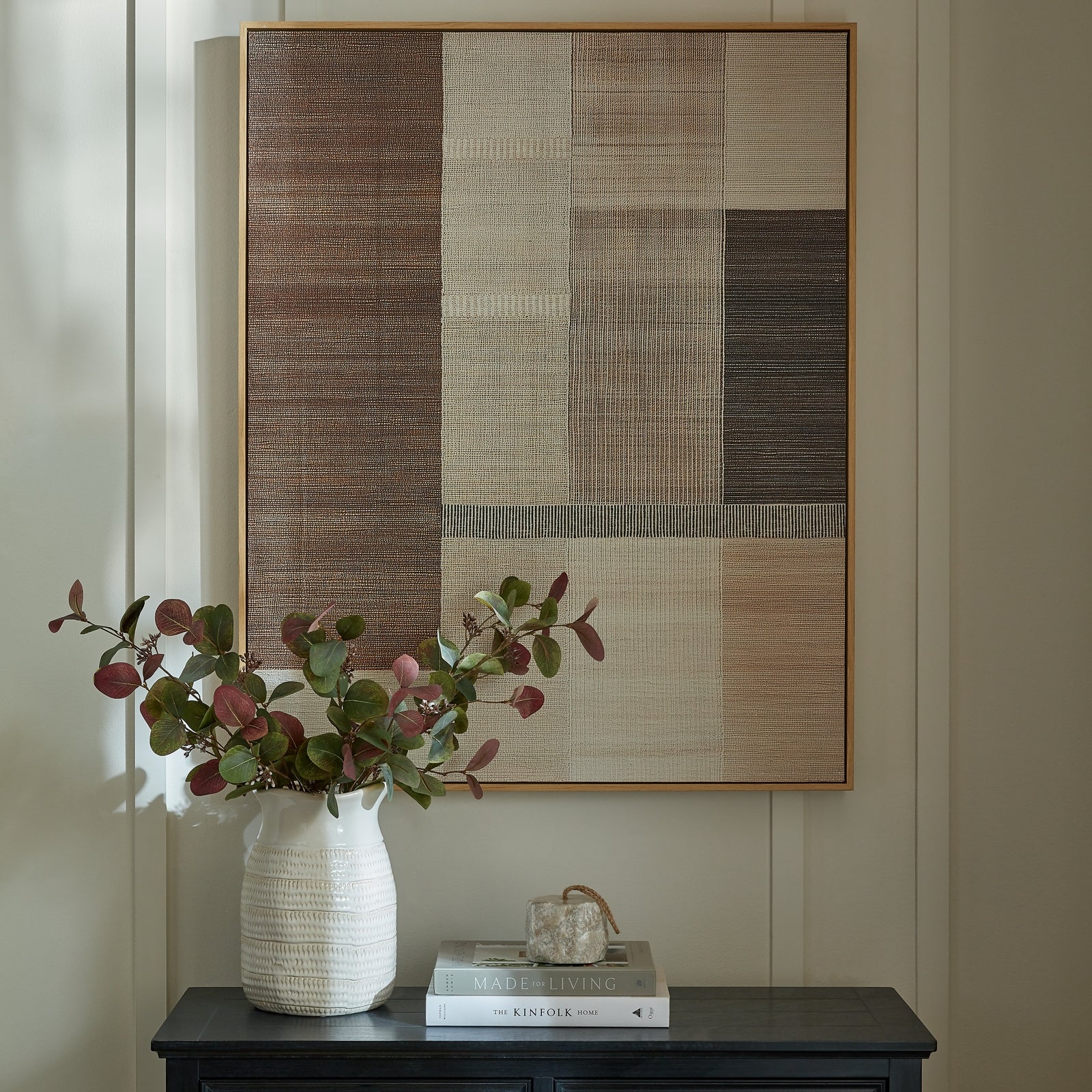 Ivora Hand Painted Canvas in Frame | Neutral Textured Wall Art 80 × 100 cm