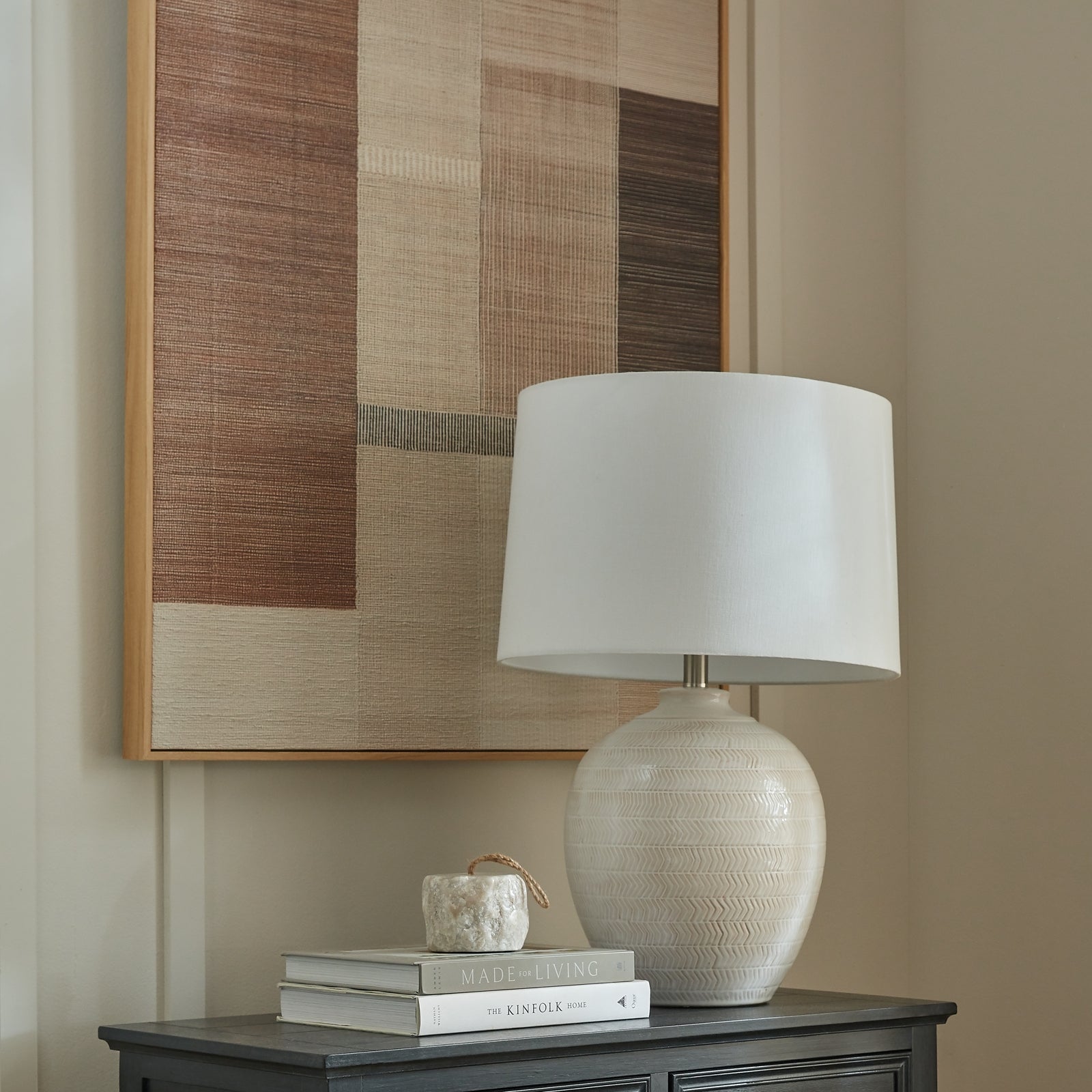 Ivora Hand Painted Canvas in Frame | Neutral Textured Wall Art 80 × 100 cm