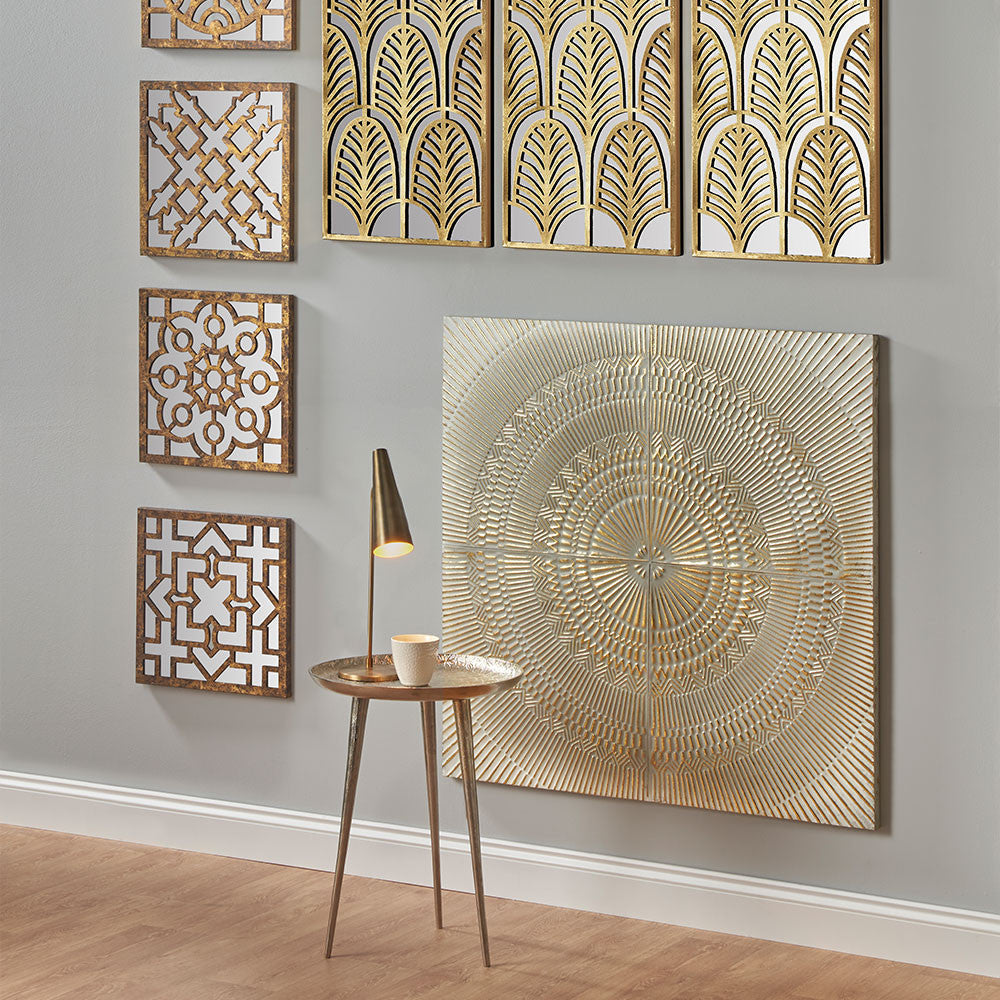 Antique White and Gold Textured Metal Wall Art