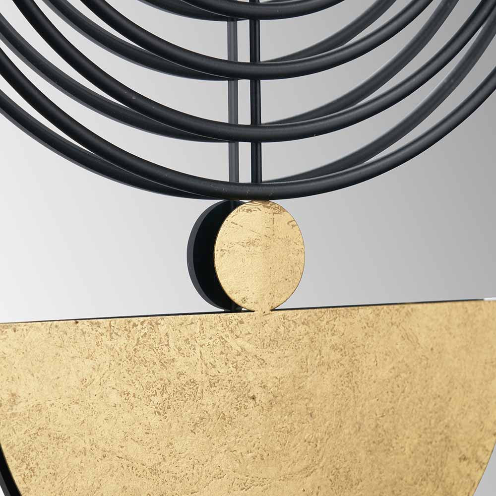 Set of 2 Mirrored Black and Gold Metal Wall Art