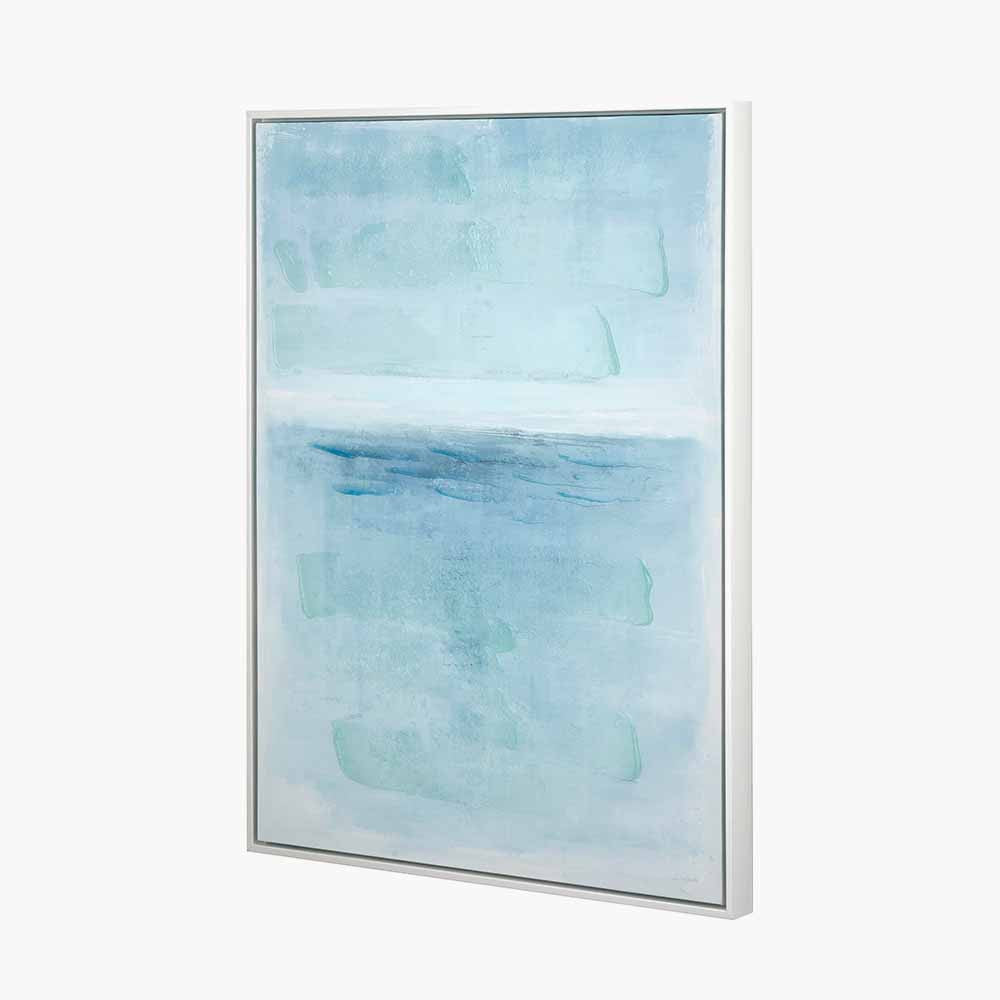 Blues Abstract Canvas with White Frame – Modern Blue Wall Art for Contemporary Interiors