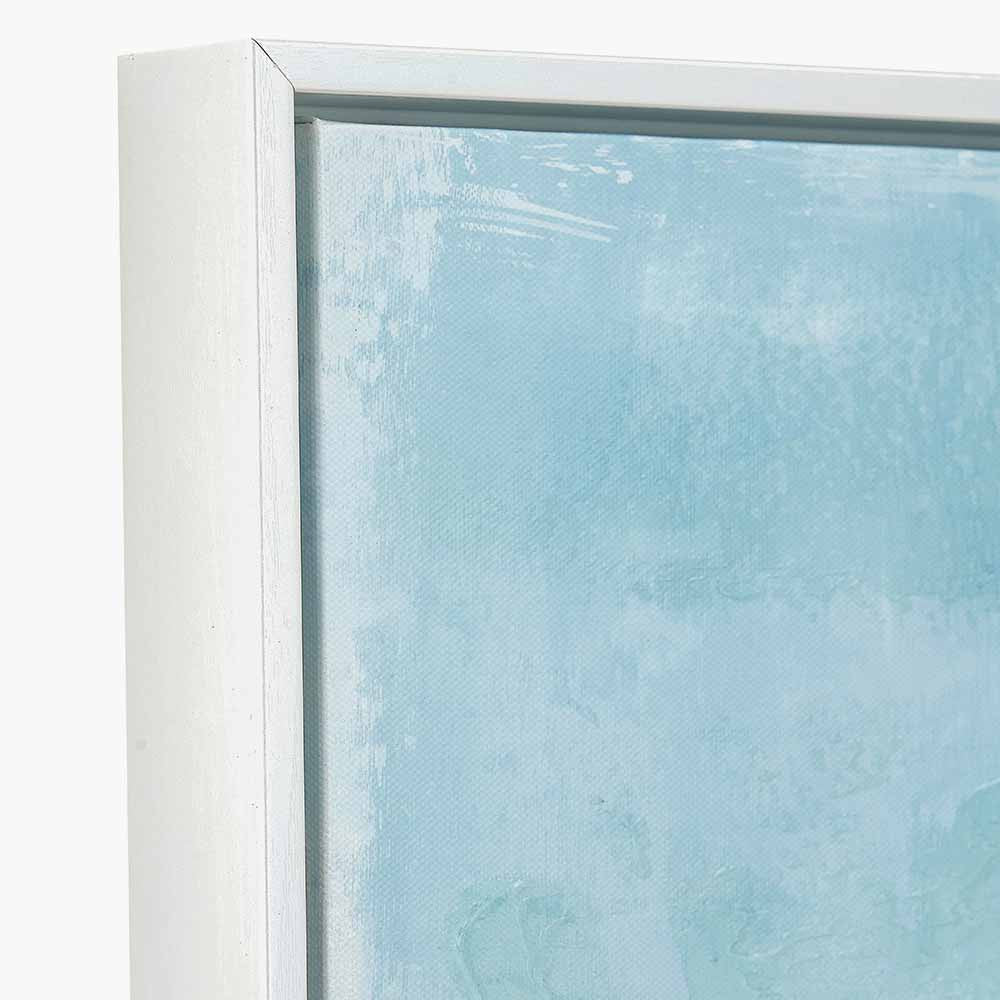 Blues Abstract Canvas with White Frame – Modern Blue Wall Art for Contemporary Interiors
