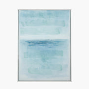 Blues Abstract Canvas with White Frame – Modern Blue Wall Art for Contemporary Interiors