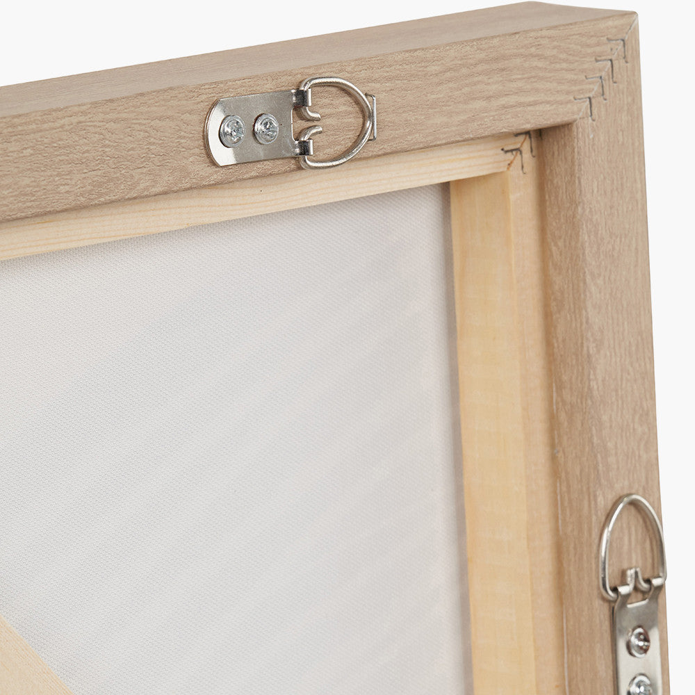 Black and Cream Abstract Canvas with Natural Frame