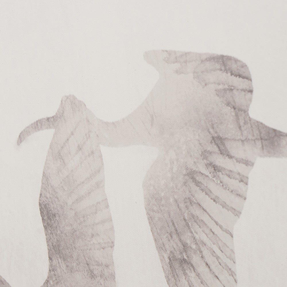 Set of 3 Natural and White Birds Canvases with Natural Frames