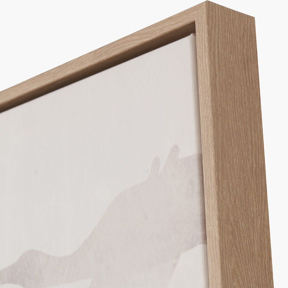 Set of 3 Natural and White Birds Canvases with Natural Frames