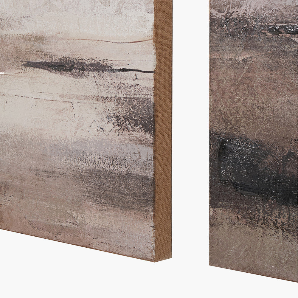 Set of 3 Grey and Neutrals Abstract Landscape Canvases